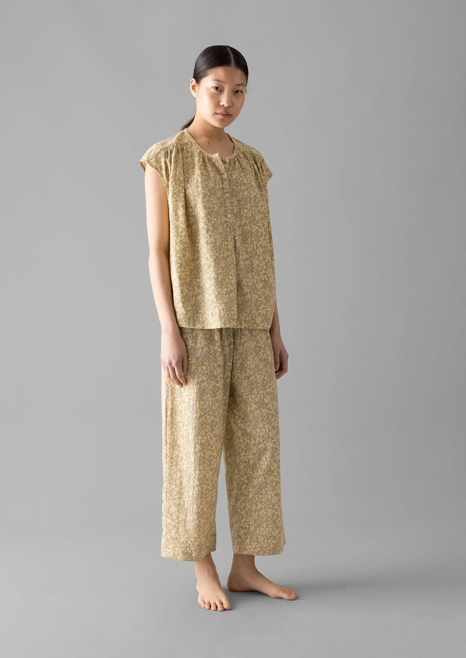 Collage Floral Cotton Pyjamas | Pale Gold sold by TOAST product image thumbnail 4