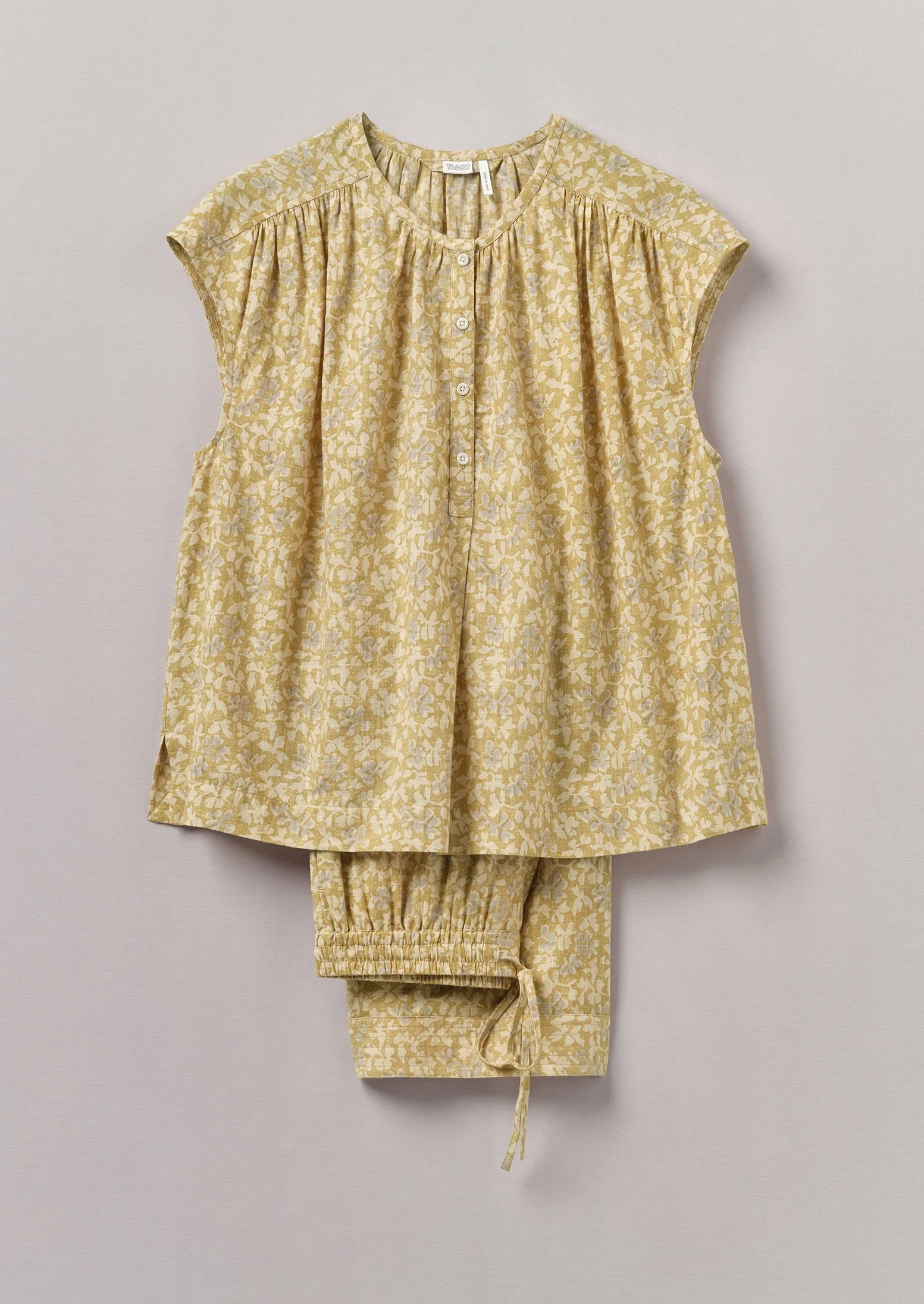 Collage Floral Cotton Pyjamas | Pale Gold sold by TOAST