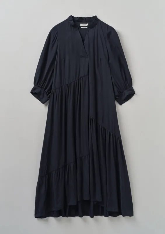 Tiered Crinkle Twill Dress | Midnight sold by TOAST