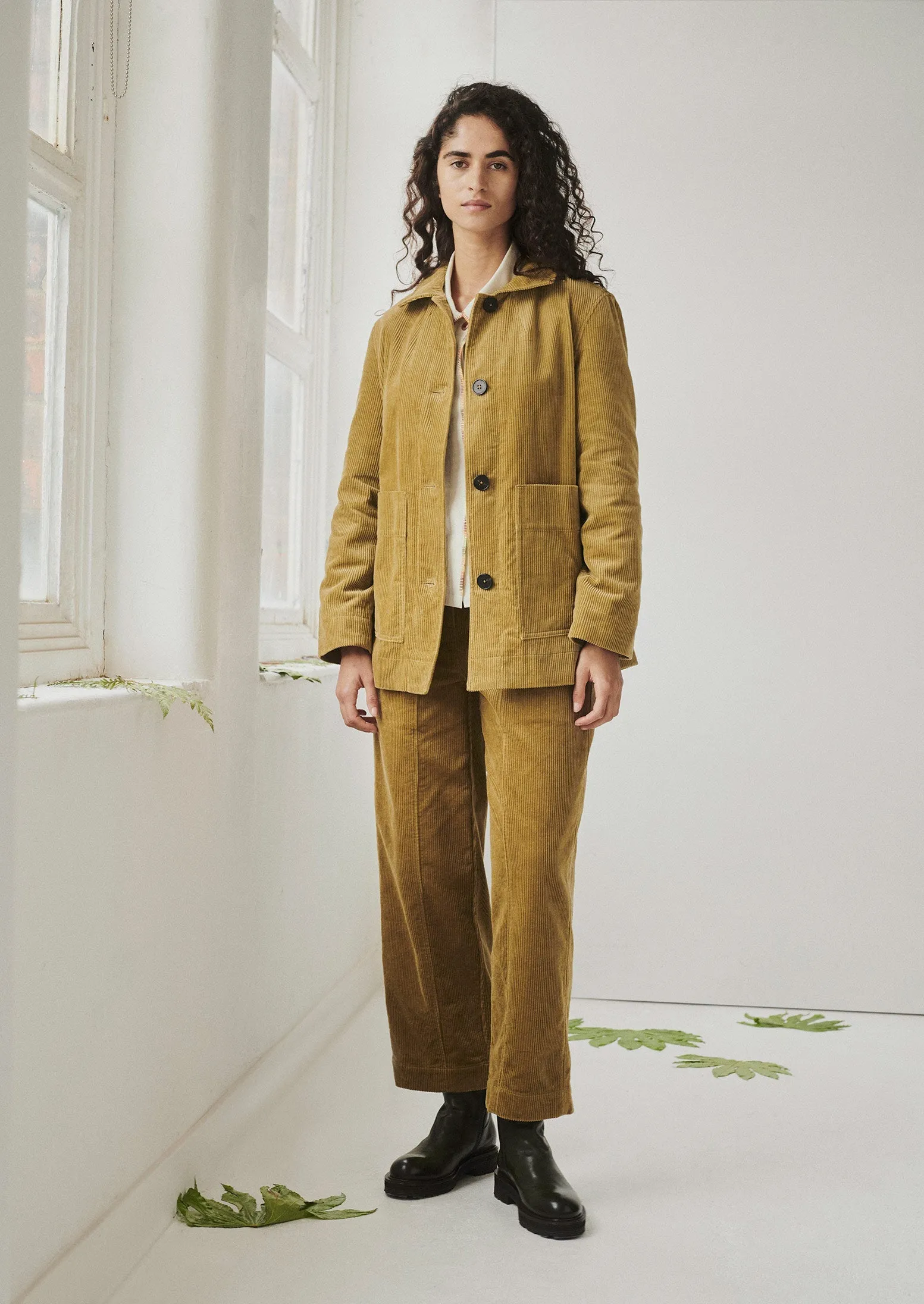 Panelled Organic Cord Trousers | Golden Sand sold by TOAST product image thumbnail 2