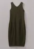 V-Neck Crinkle Cotton Dress | Darkest Olive sold by TOAST
