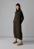 V-Neck Crinkle Cotton Dress | Darkest Olive sold by TOAST
