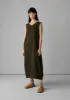 V-Neck Crinkle Cotton Dress | Darkest Olive sold by TOAST