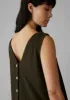V-Neck Crinkle Cotton Dress | Darkest Olive sold by TOAST