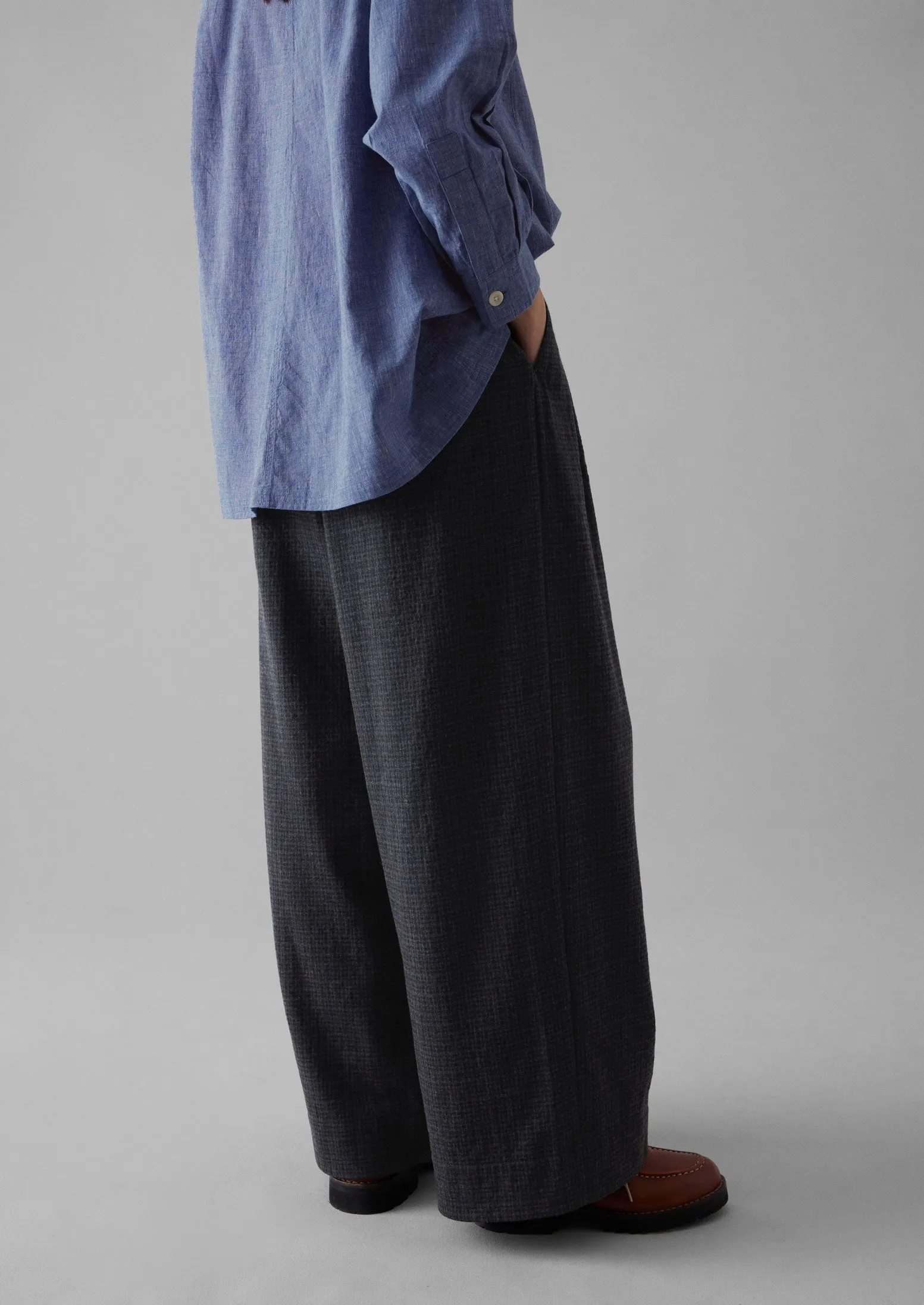 Cotton Wool Pleat Front Trousers | Carbon sold by TOAST product image thumbnail 5
