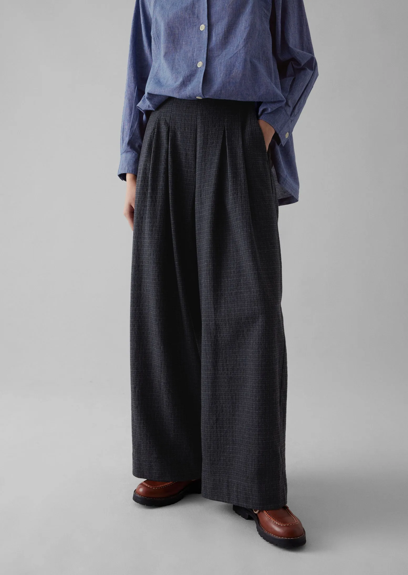 Cotton Wool Pleat Front Trousers | Carbon sold by TOAST product image thumbnail 2