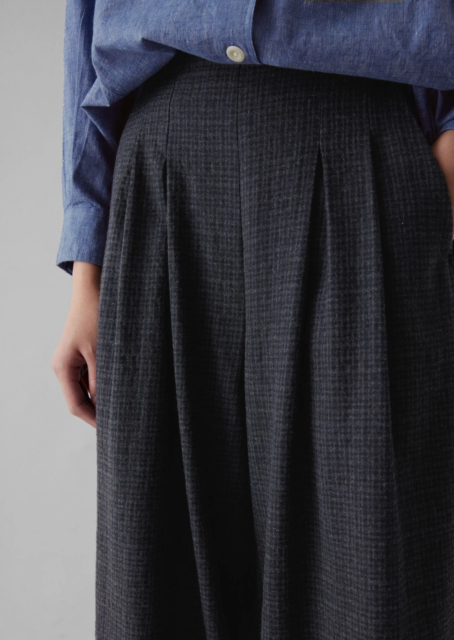 Cotton Wool Pleat Front Trousers | Carbon sold by TOAST product image thumbnail 3