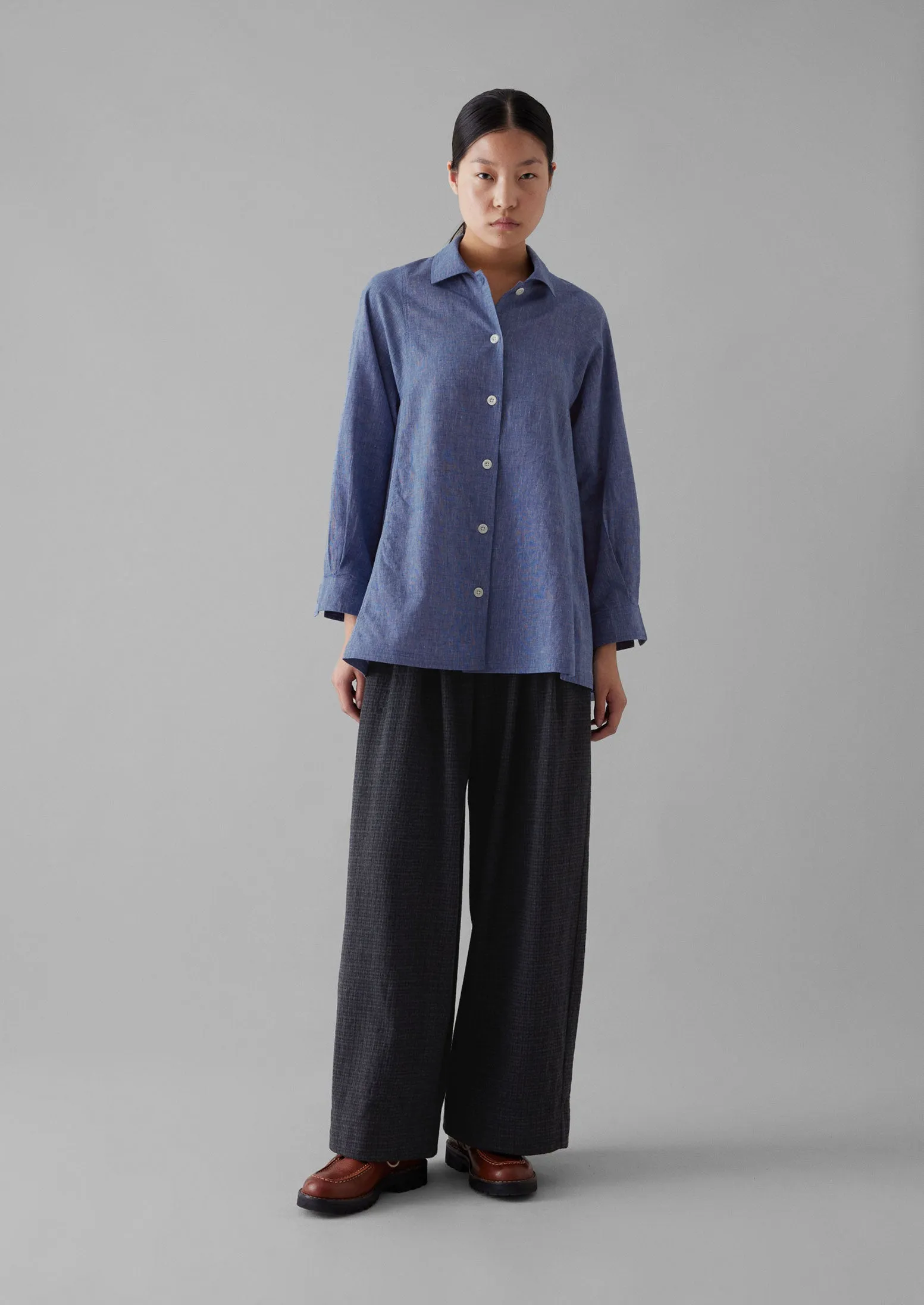 Cotton Wool Pleat Front Trousers | Carbon sold by TOAST product image thumbnail 4