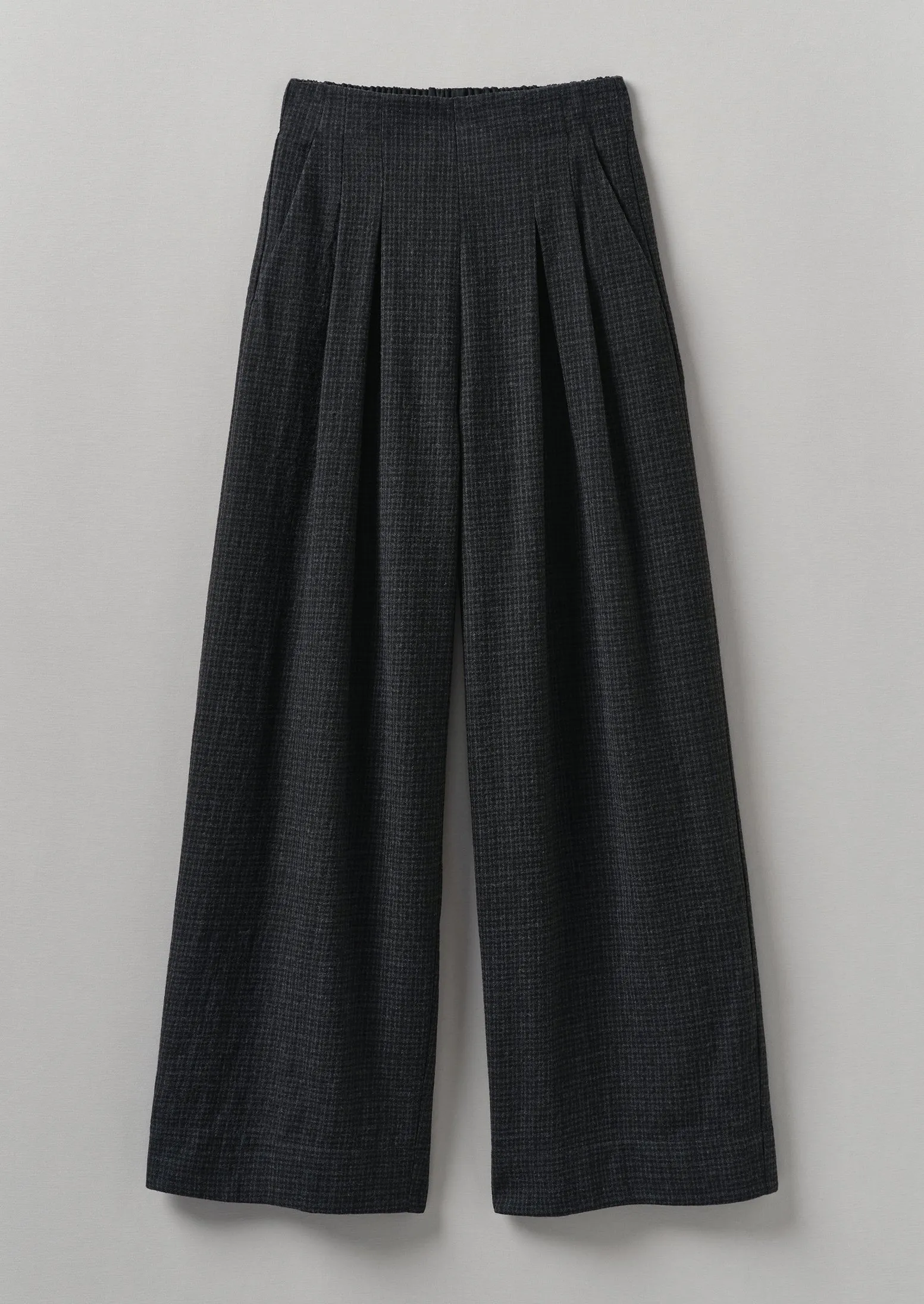 Cotton Wool Pleat Front Trousers | Carbon sold by TOAST