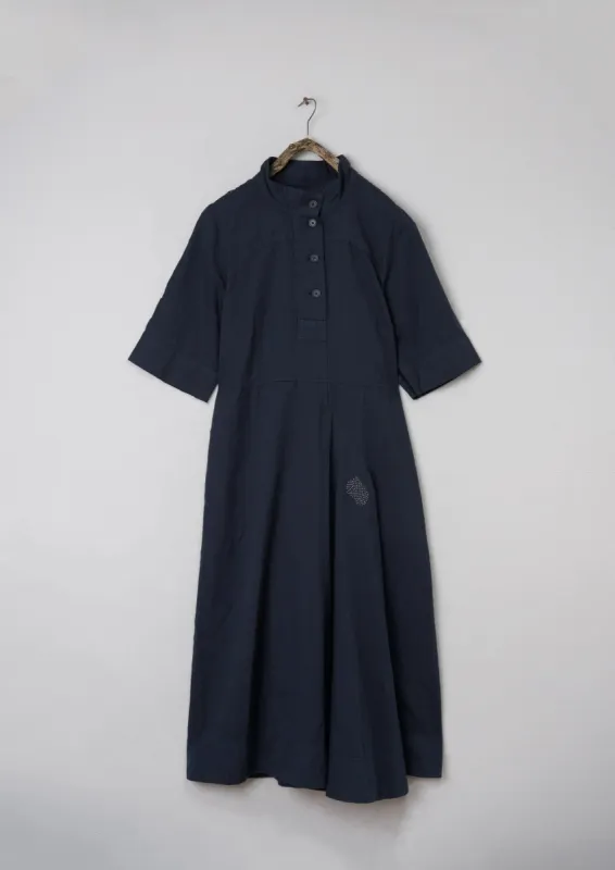 Renewed Draped Cotton Utility Dress Size 14 (086) | Slate Blue sold by TOAST