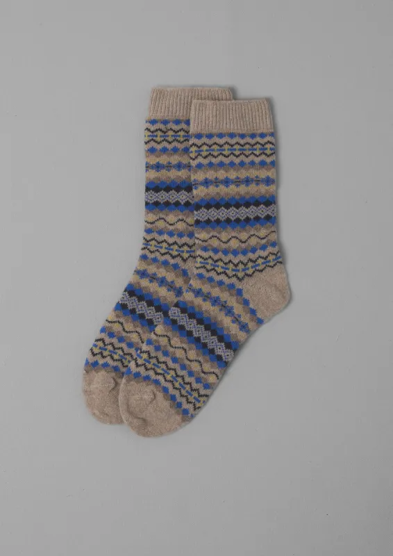 Fair Isle Wool Socks | Blue Multi sold by TOAST