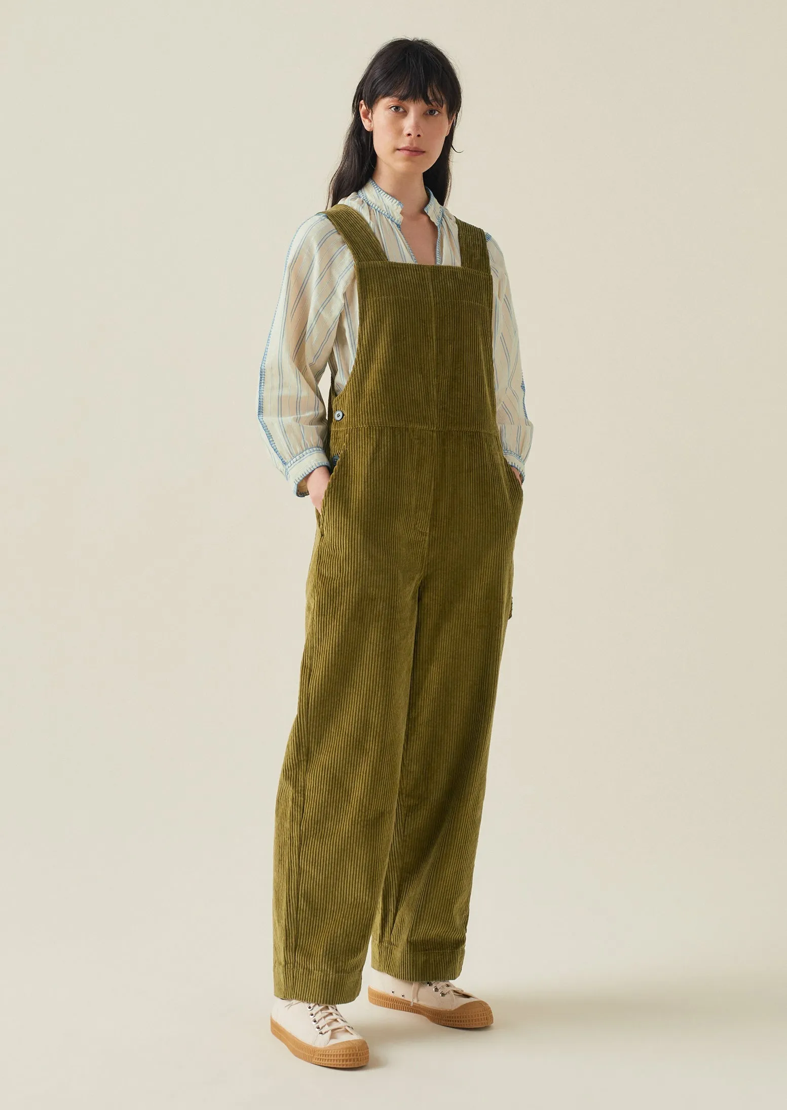Organic Cotton Cord Dungarees | Woodland Green sold by TOAST product image thumbnail 2