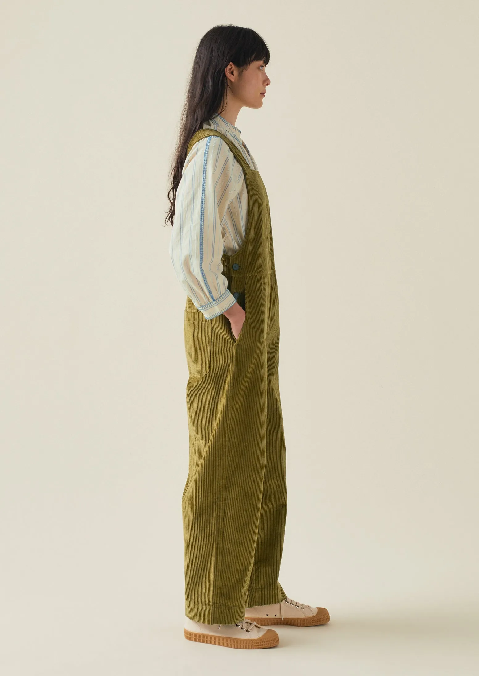 Organic Cotton Cord Dungarees | Woodland Green sold by TOAST product image thumbnail 3