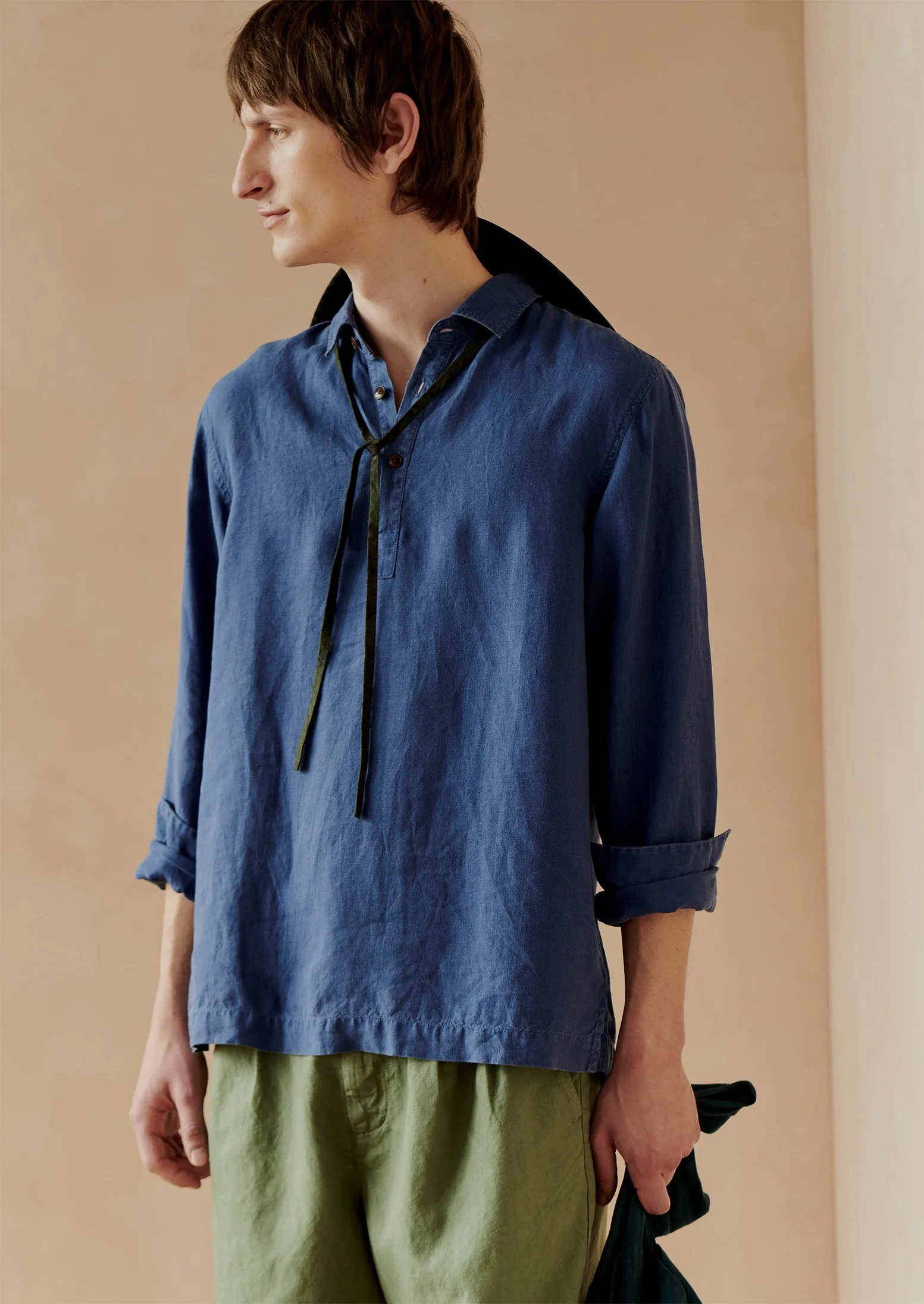 Half Placket Linen Shirt | Cobalt sold by TOAST product image thumbnail 2