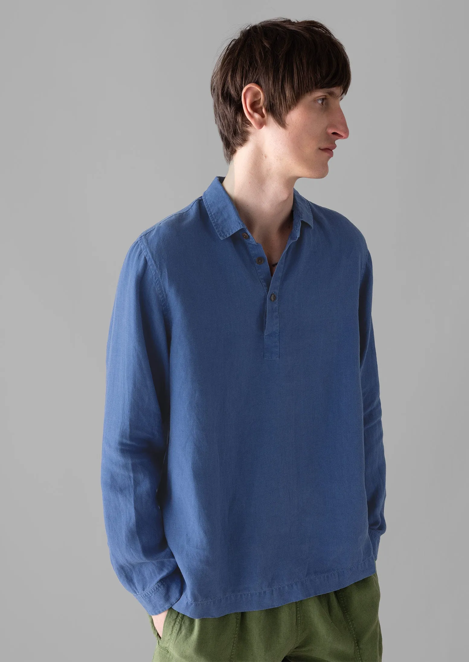 Half Placket Linen Shirt | Cobalt sold by TOAST product image thumbnail 4