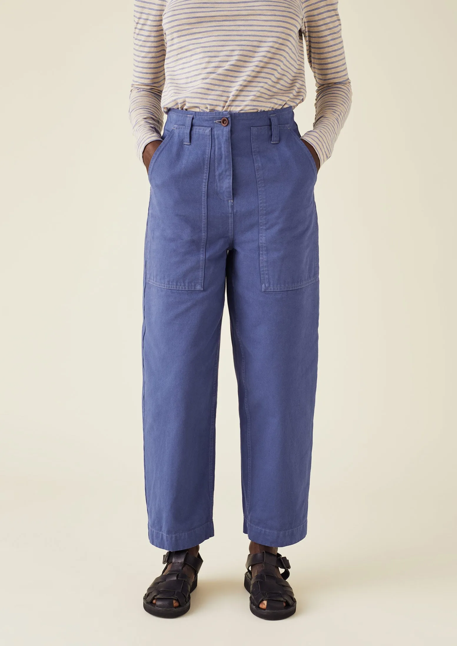 Herringbone Cotton Workwear Trousers | Sunwashed Blue sold by TOAST product image thumbnail 5