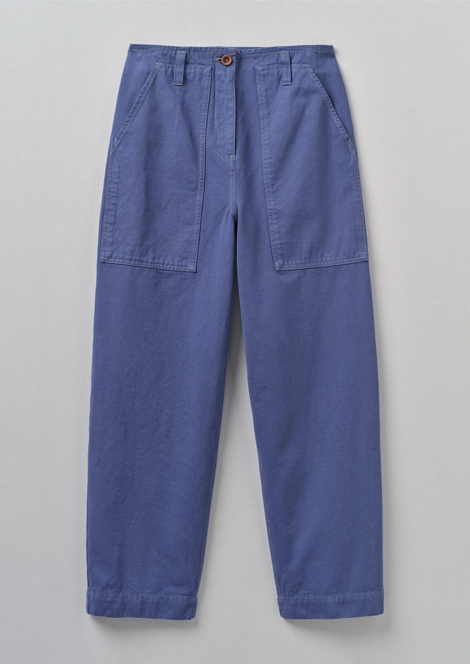 Herringbone Cotton Workwear Trousers | Sunwashed Blue sold by TOAST