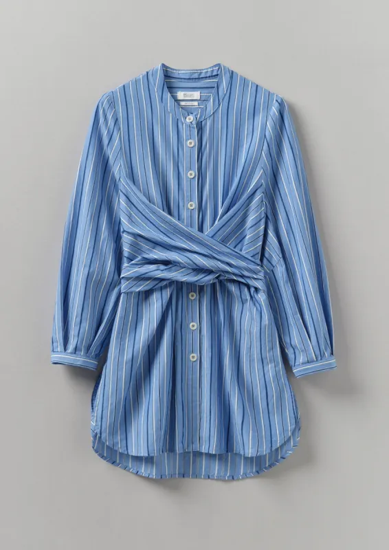 Stripe Poplin Wrap Front Shirt | Sodalite Blue sold by TOAST