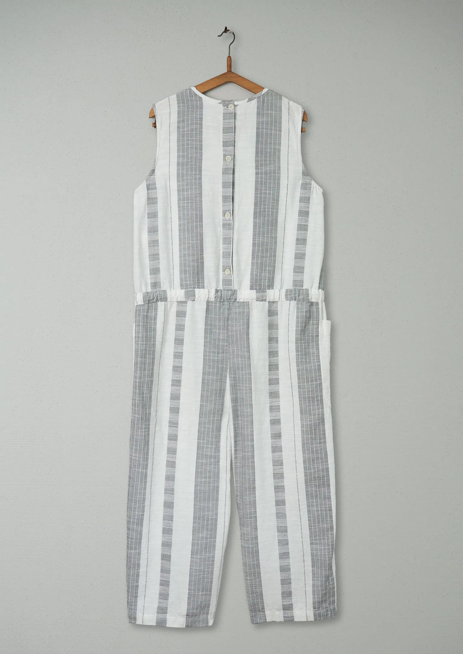 Reworn Textured Stripe Jumpsuit Size L (273) | Ecru/Charcoal sold by TOAST product image thumbnail 2