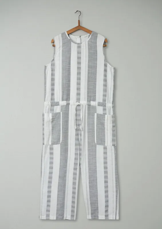 Reworn Textured Stripe Jumpsuit Size L (273) | Ecru/Charcoal sold by TOAST