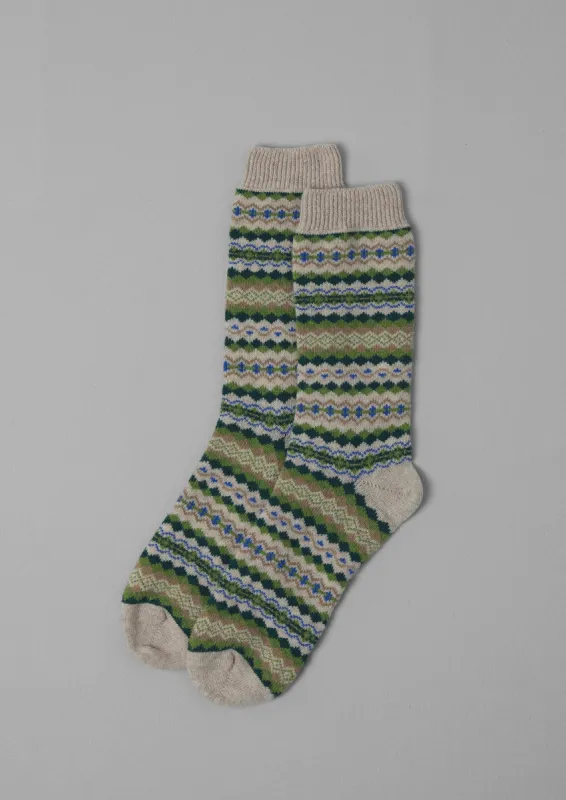 Fair Isle Socks | Green Multi sold by TOAST