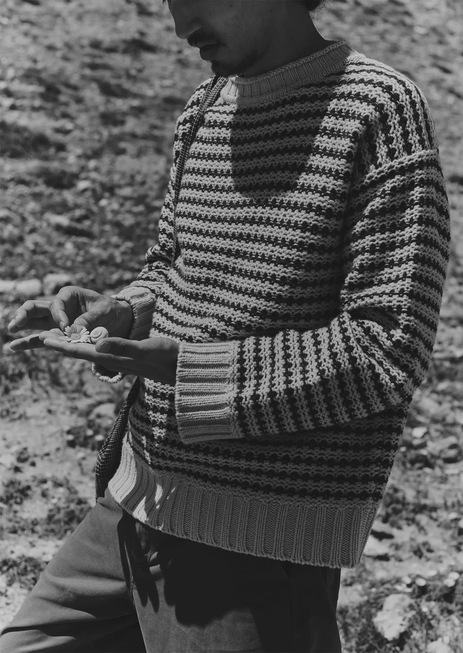 Tucking Stripe Wool Cotton Sweater | Ecru/Navy sold by TOAST product image thumbnail 2