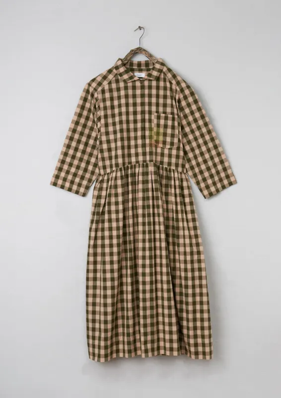 Renewed Sutton Gingham Cotton Dress Size 14 (079) | Olive sold by TOAST
