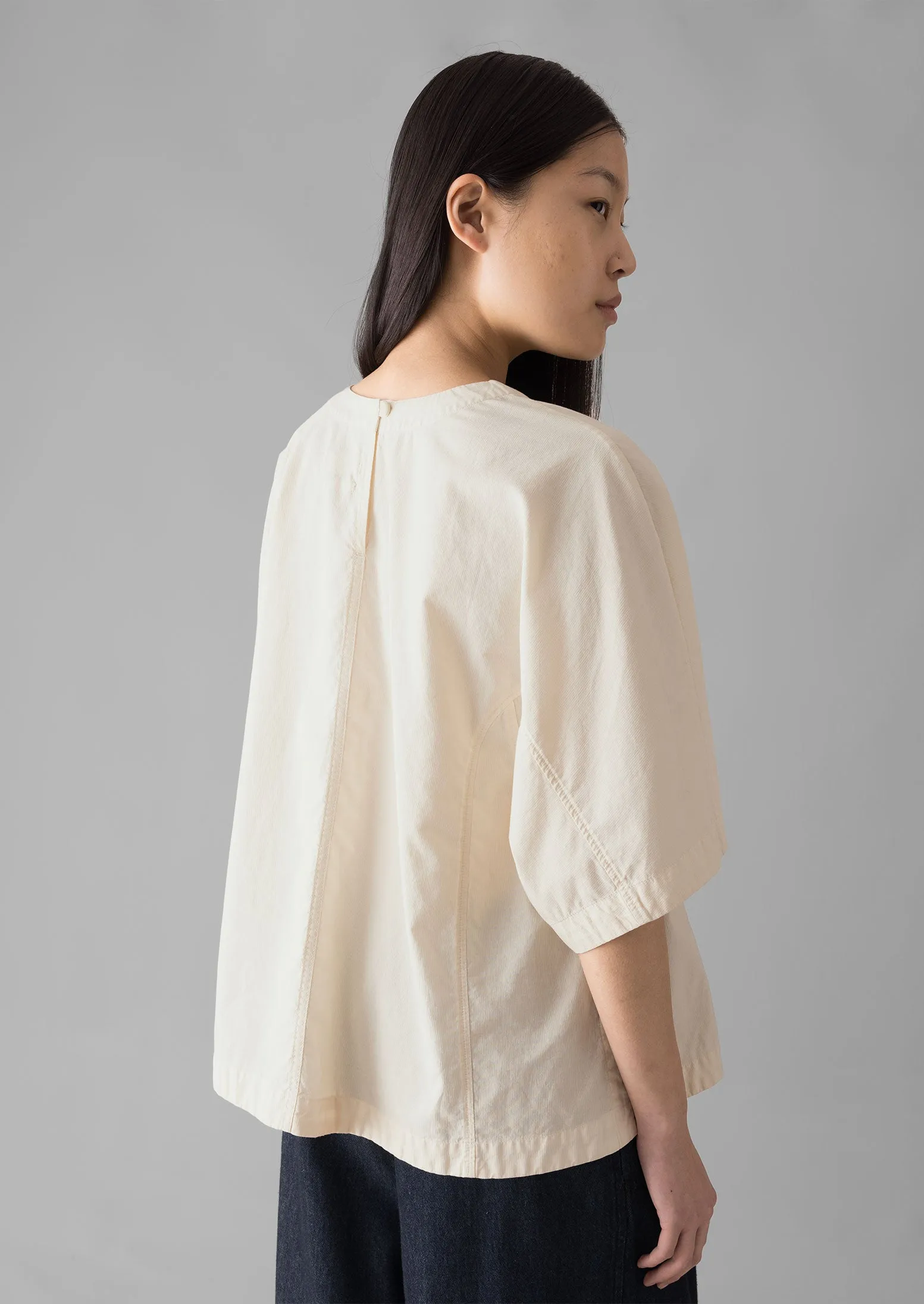 Textured Cotton Poplin V-Neck Top | Ecru sold by TOAST product image thumbnail 4