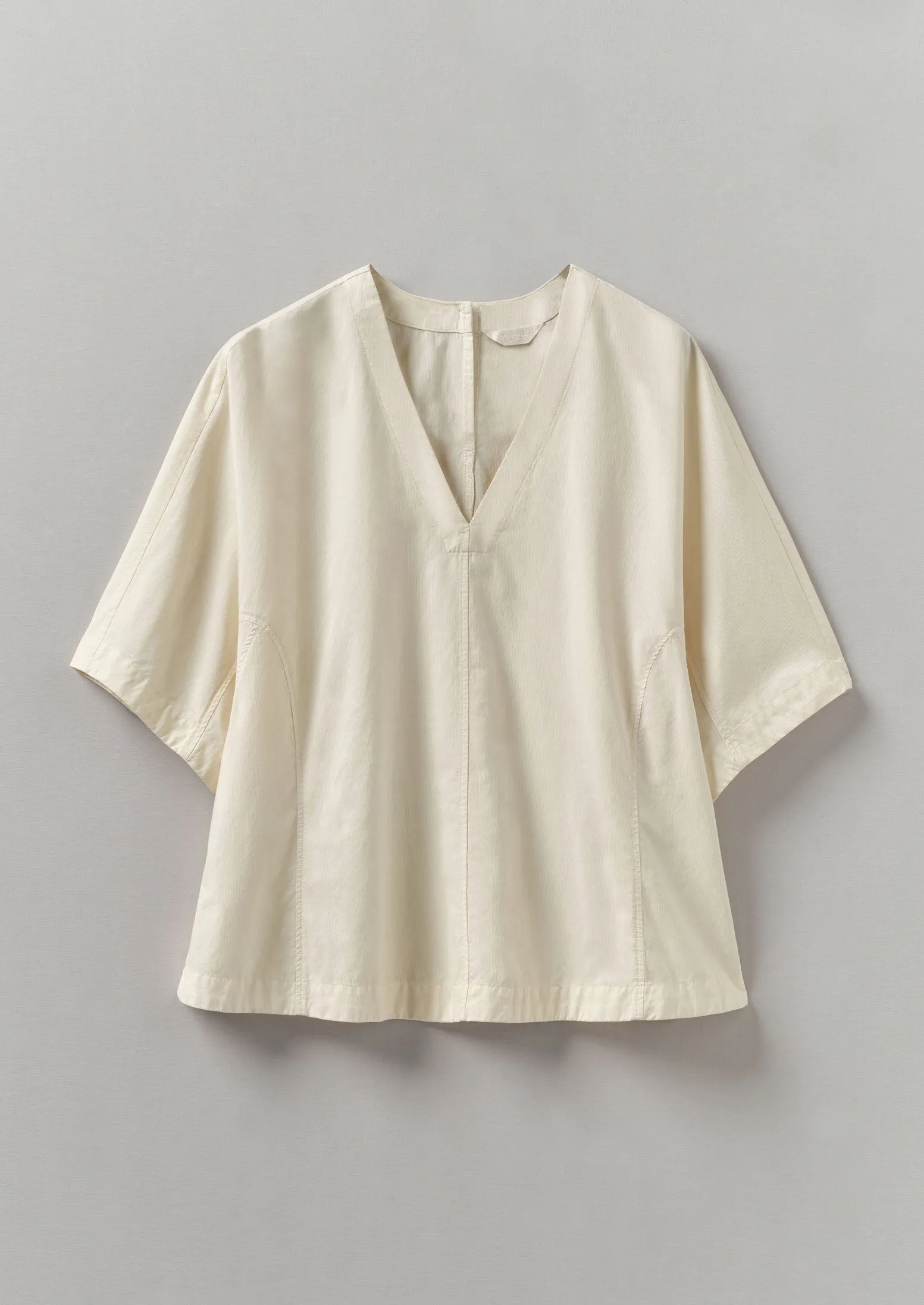 Textured Cotton Poplin V-Neck Top | Ecru sold by TOAST