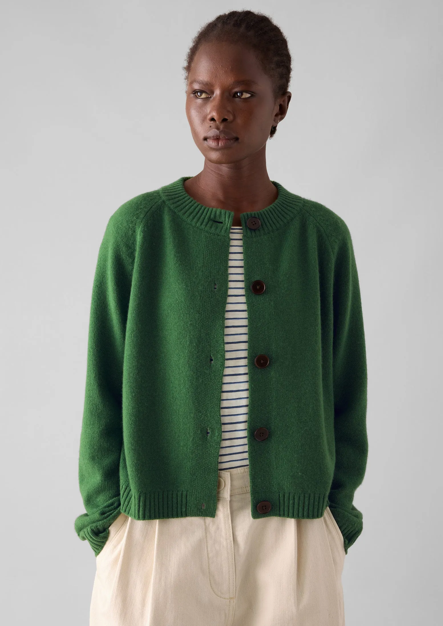 Eden Wool Cashmere Raglan Cardigan | Mineral Green sold by TOAST product image thumbnail 2