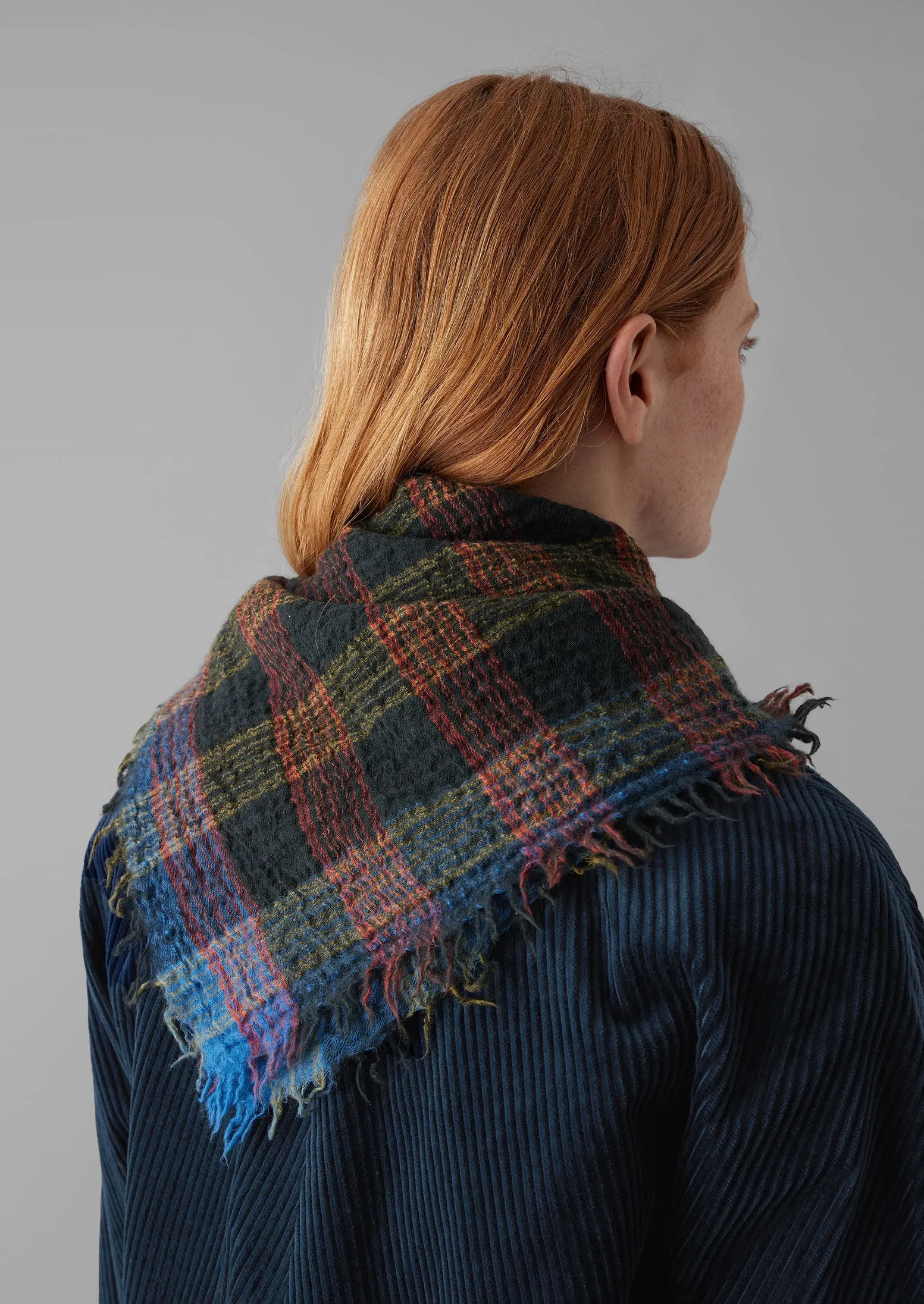 Stellar Boiled Wool Check Scarf | Oil Green sold by TOAST product image thumbnail 3