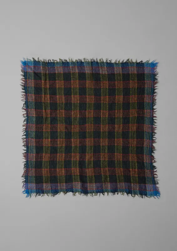 Stellar Boiled Wool Check Scarf | Oil Green sold by TOAST