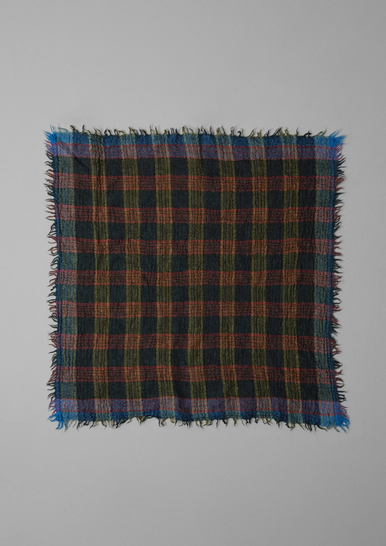 Stellar Boiled Wool Check Scarf | Oil Green sold by TOAST