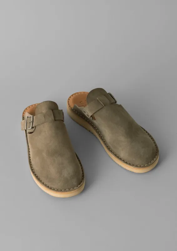 Fracap Suede Sabbot Mules | Grey sold by TOAST