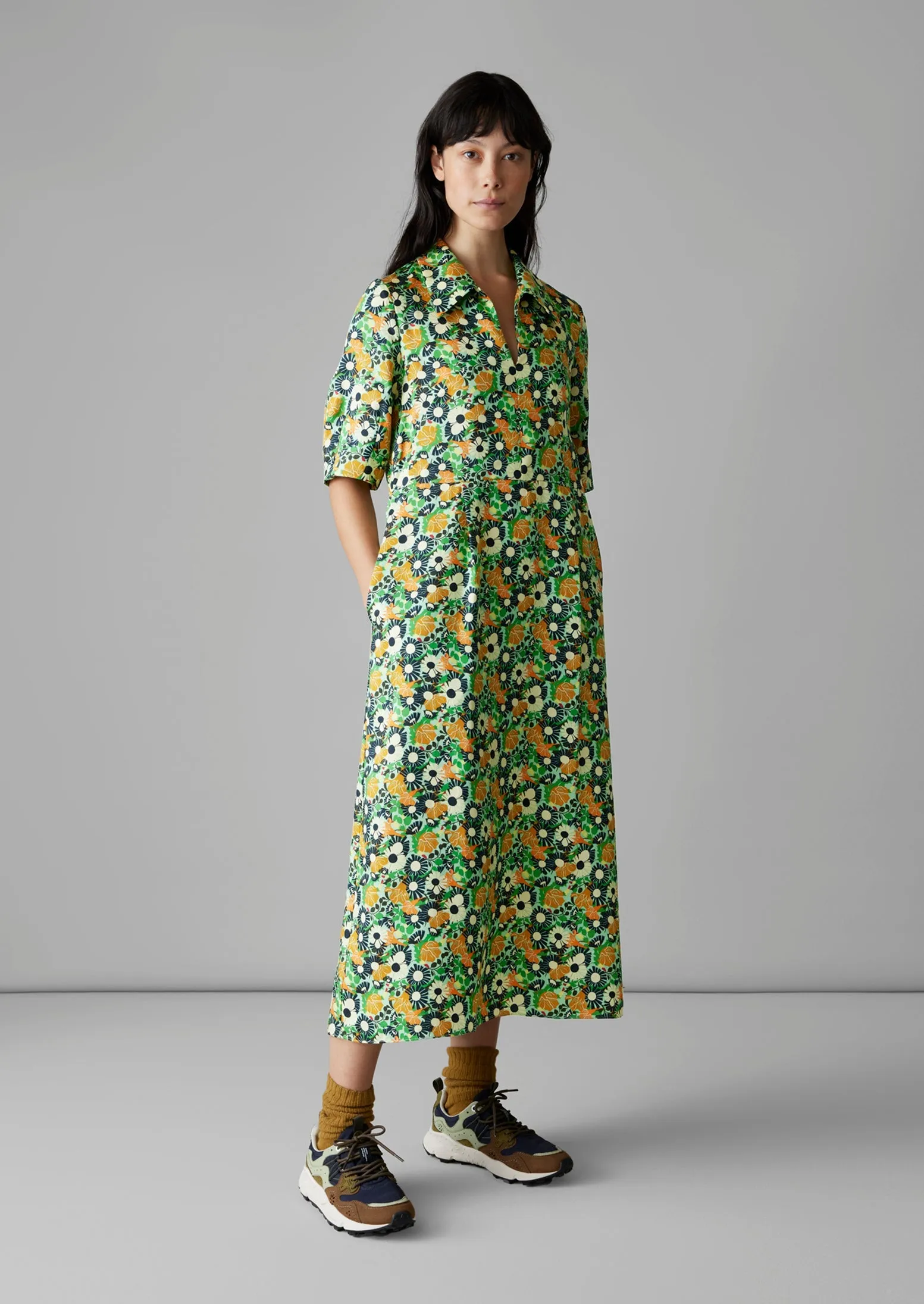 Trailing Nasturtium Print Dress | Garden Green sold by TOAST product image thumbnail 3