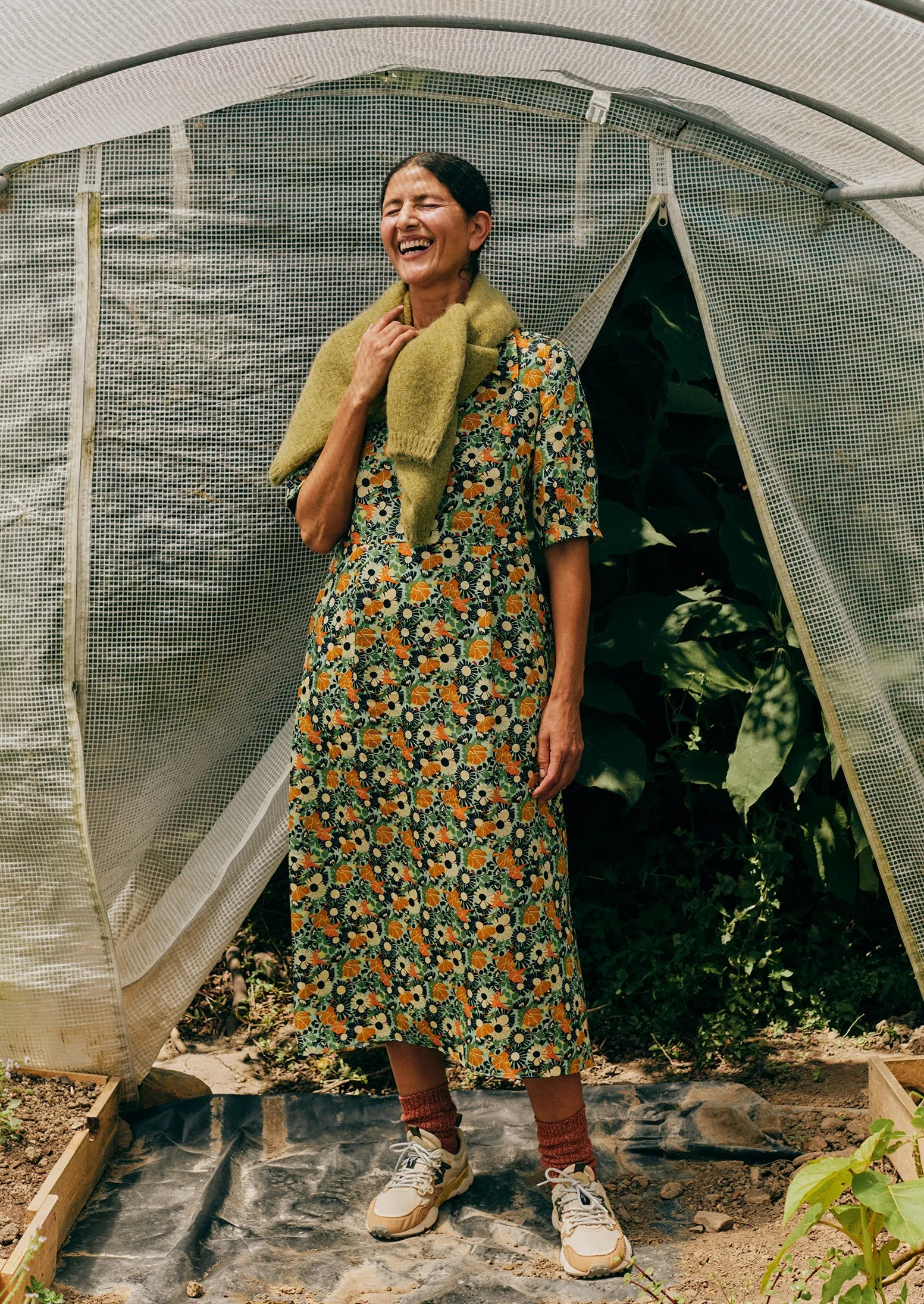 Trailing Nasturtium Print Dress | Garden Green sold by TOAST
