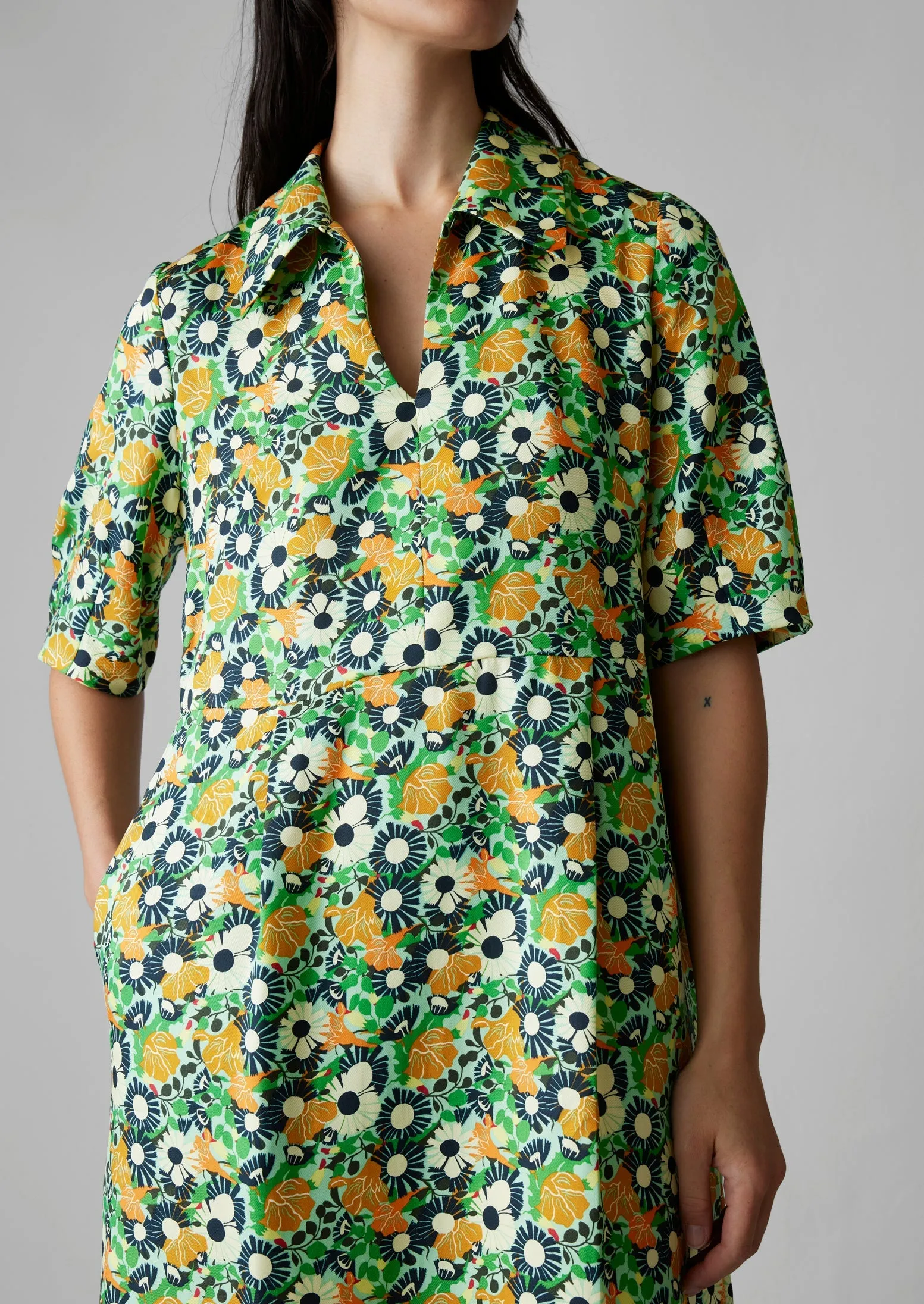 Trailing Nasturtium Print Dress | Garden Green sold by TOAST product image thumbnail 5