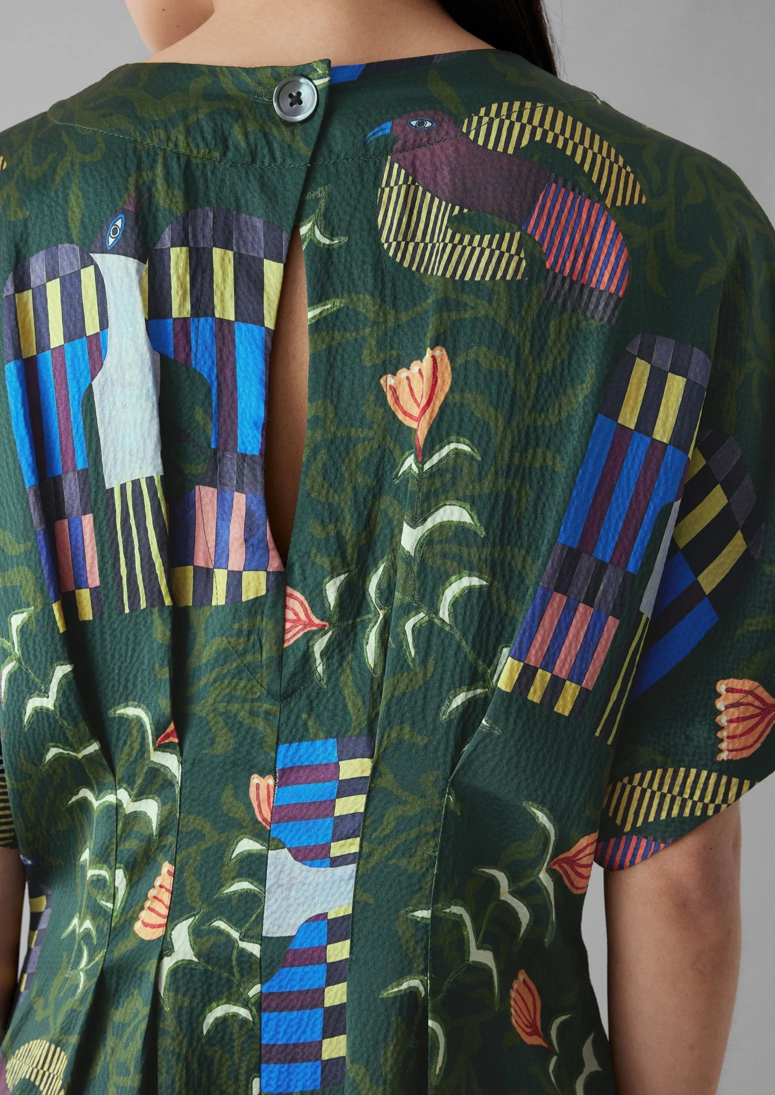 Isobel Harvey Birds Print Dress | Oil Green sold by TOAST product image thumbnail 5