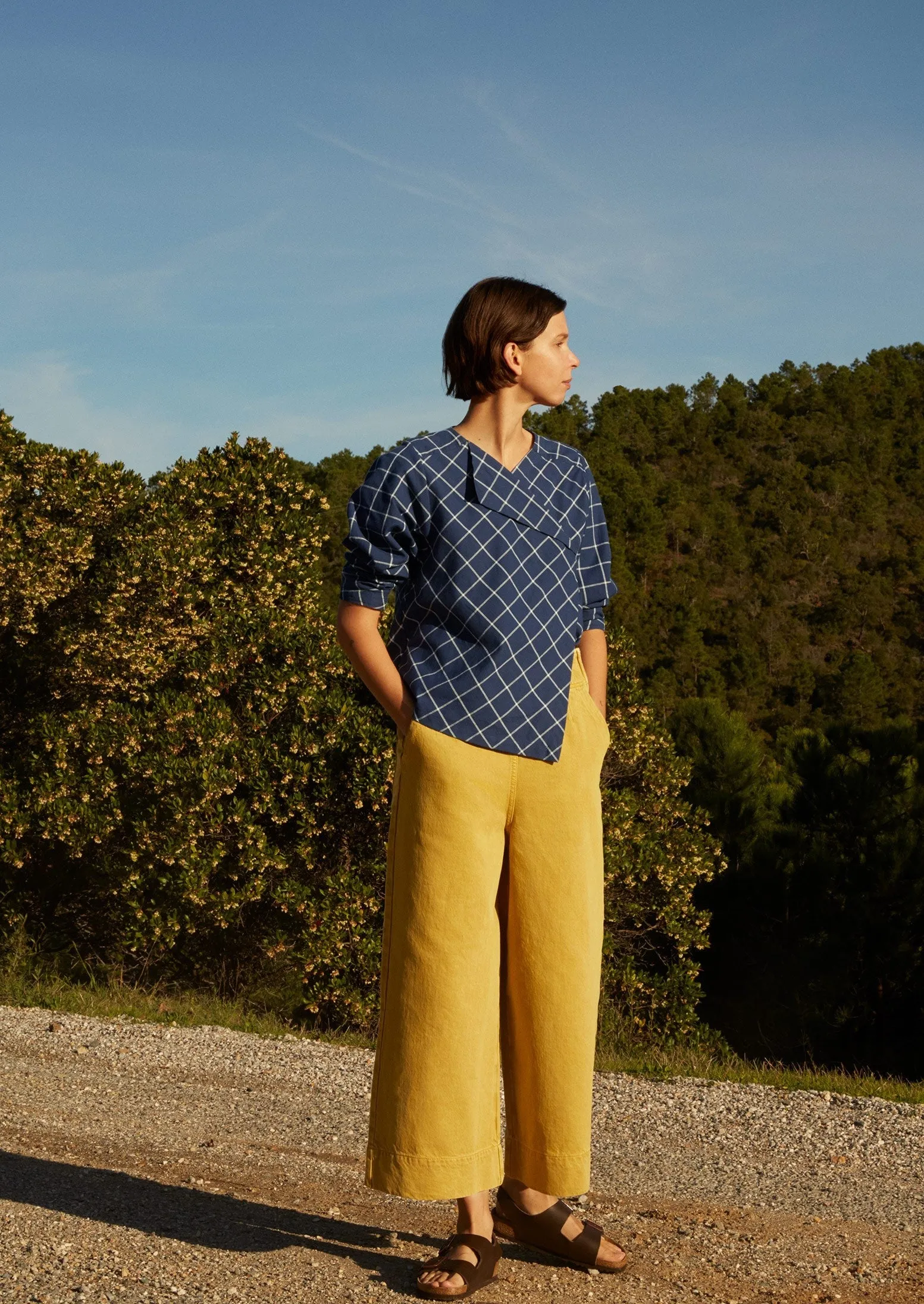 Placed Check Cotton Shirt | Blue/Ecru sold by TOAST product image thumbnail 2