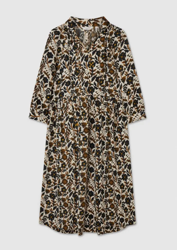 Renewed Tie Front Floral Crepe Dress Size 8 | Oil/Birch sold by TOAST