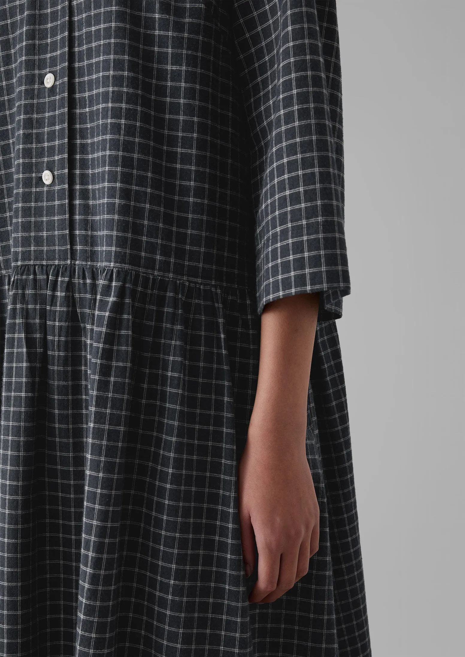 Graph Check Cotton Cashmere Shirt Dress | Slate sold by TOAST product image thumbnail 3