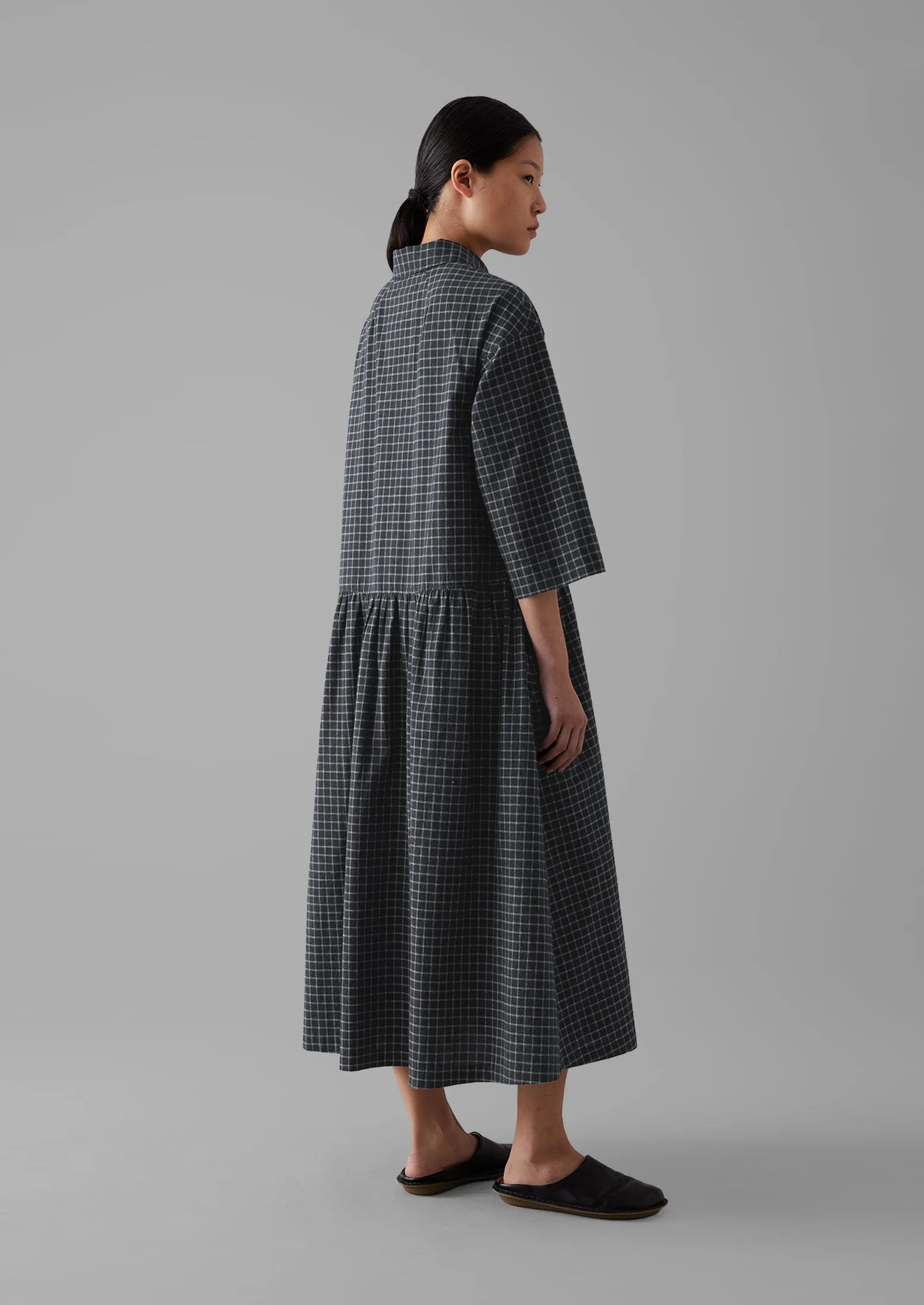 Graph Check Cotton Cashmere Shirt Dress | Slate sold by TOAST product image thumbnail 2