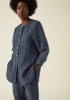 Half Placket Stripe Linen Shirt | Navy sold by TOAST