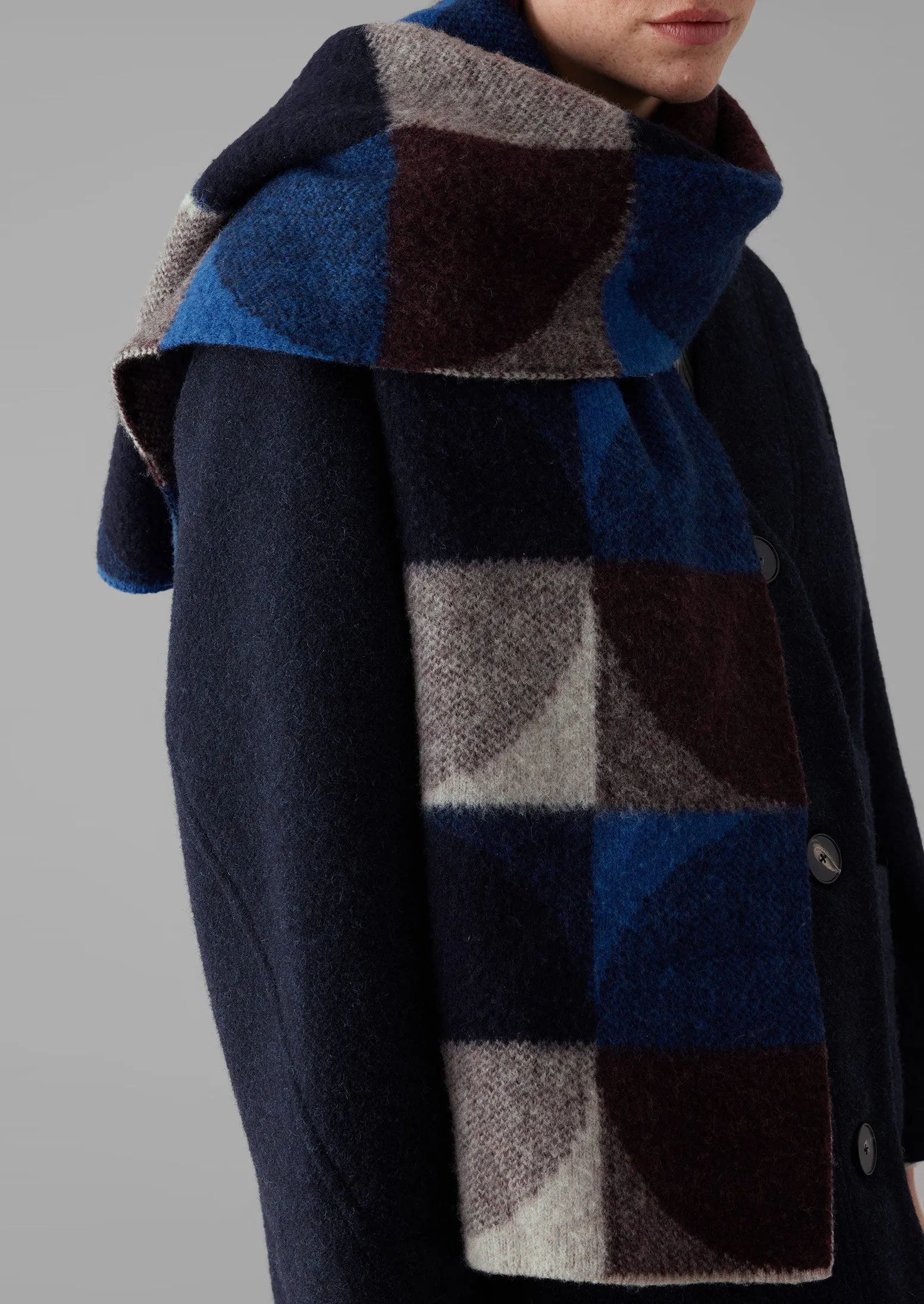 Colour Block Wool Scarf | Charcoal Multi sold by TOAST product image thumbnail 4