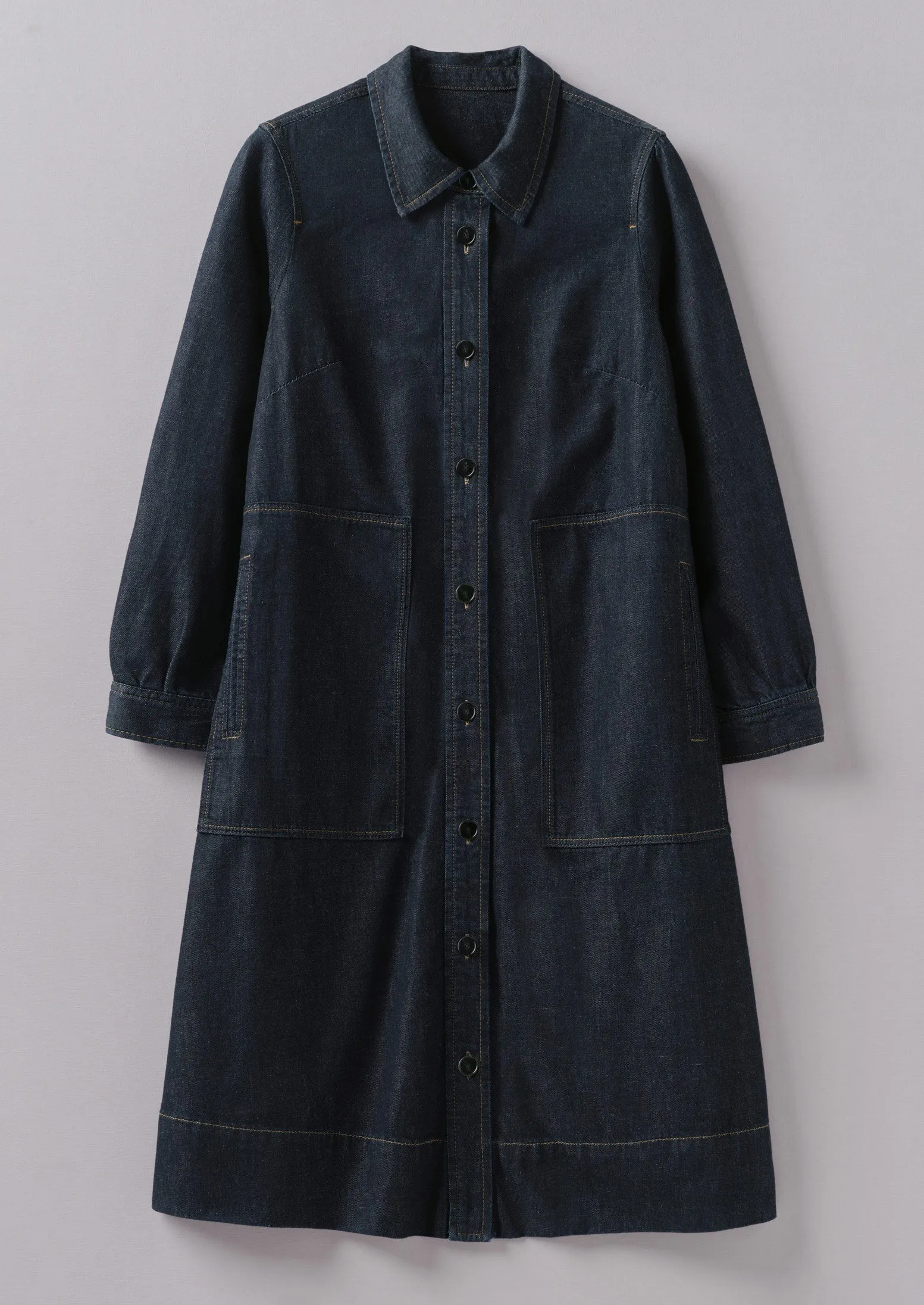 Point Collar Indigo Denim Shirt Dress | Indigo sold by TOAST