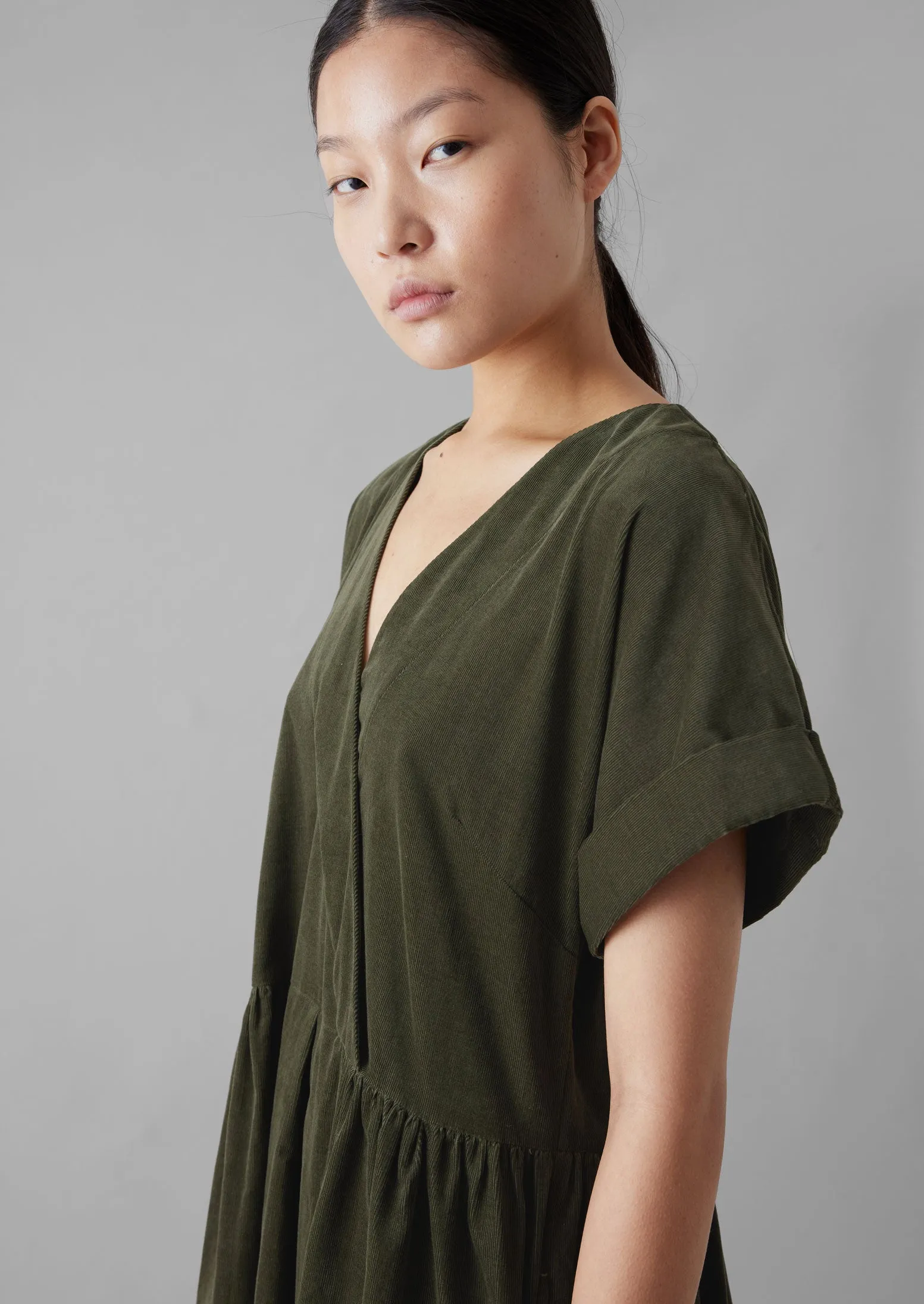 Needlecord Wrap Front Dress | Seaweed sold by TOAST product image thumbnail 5