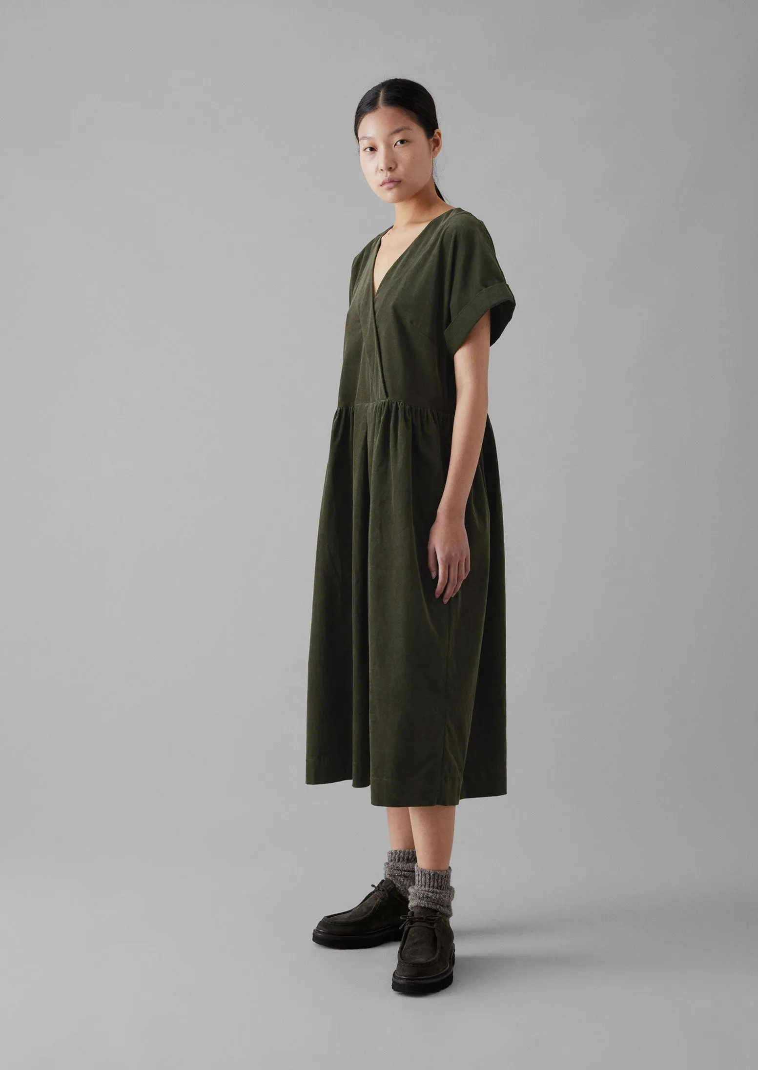Needlecord Wrap Front Dress | Seaweed sold by TOAST product image thumbnail 2