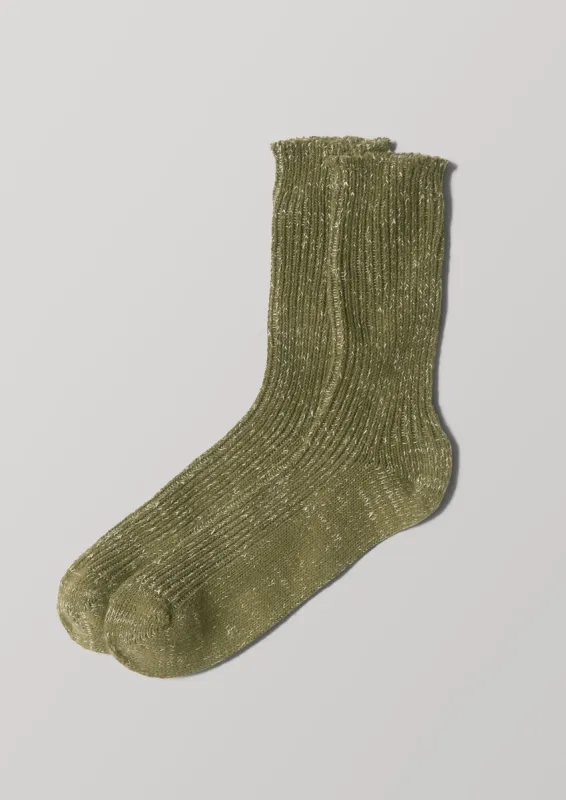 Nishiguchi Kutsushita Marled Socks | Khaki sold by TOAST