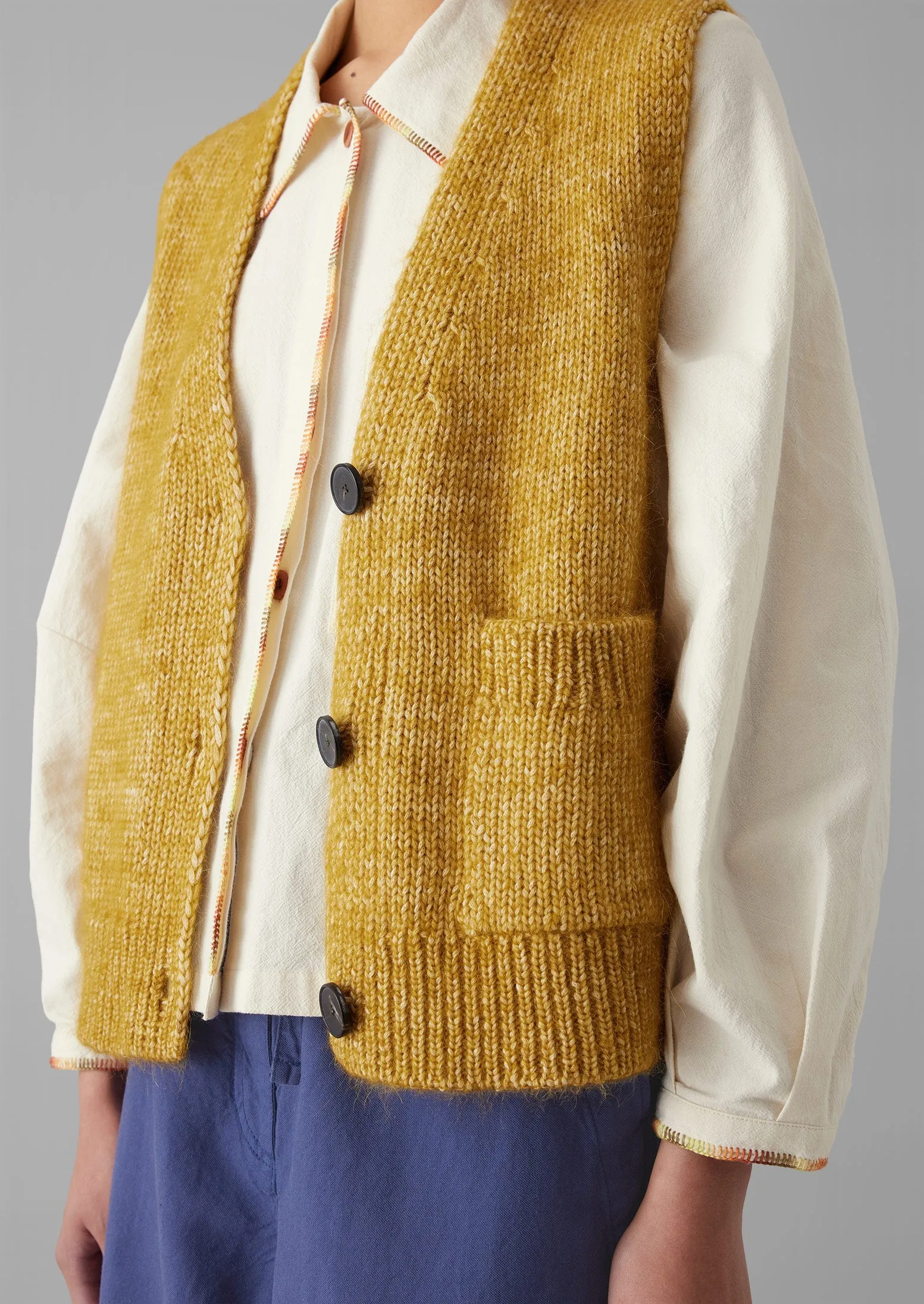 Cotton Alpaca Button Through Tank | Dijon Yellow sold by TOAST product image thumbnail 2