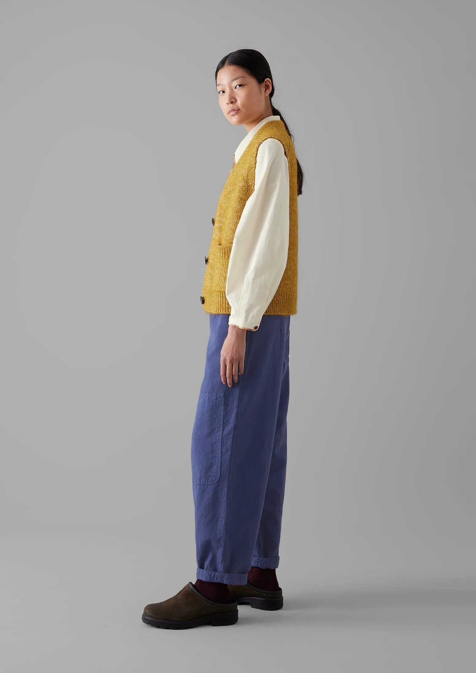 Cotton Alpaca Button Through Tank | Dijon Yellow sold by TOAST product image thumbnail 3